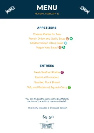 Edit a Seafood Menu