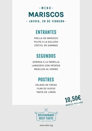 Edita un flyer de Marisquería