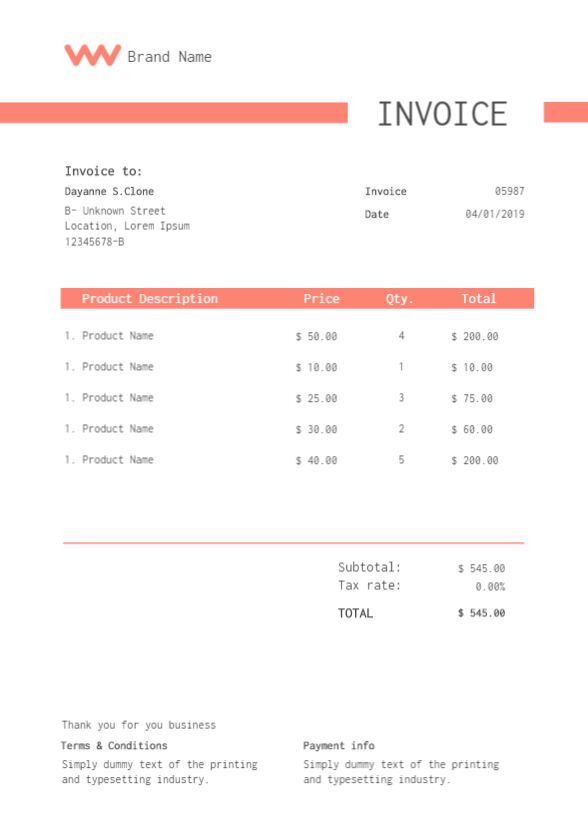 Free invoices templates to edit online