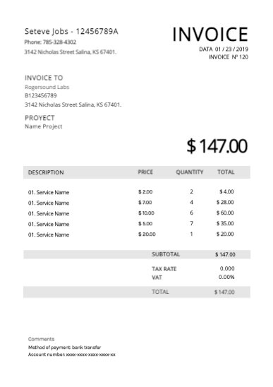 Free invoices templates to edit online