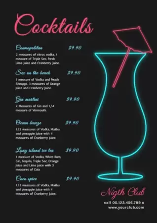 Edit a drink menu template