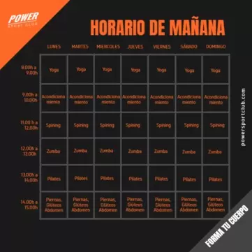 Edita tu horario de gimnasio