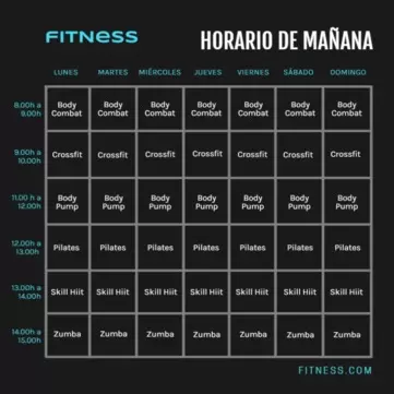 Edita tu horario de gimnasio