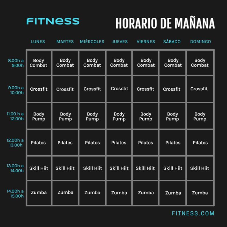 Plantillas horario actividades gimnasio online