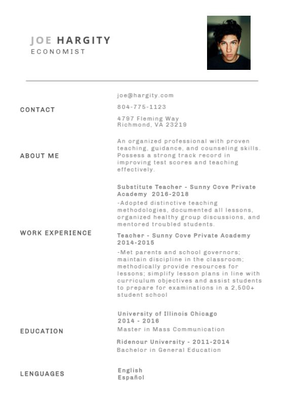 online edit resume template