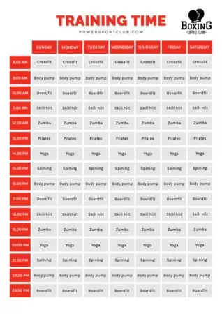 Edit gym schedule templates