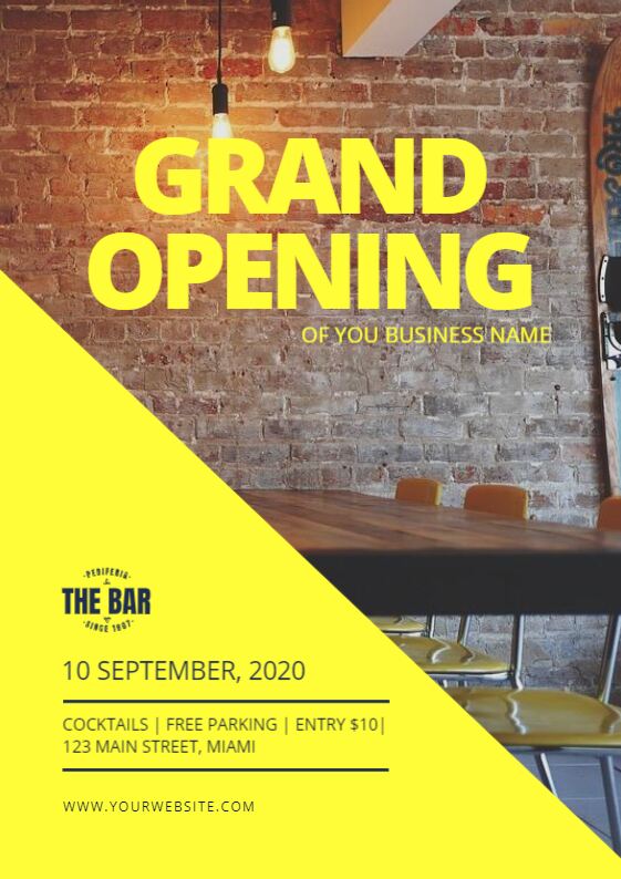 Online designs to promote the grand opening of a business