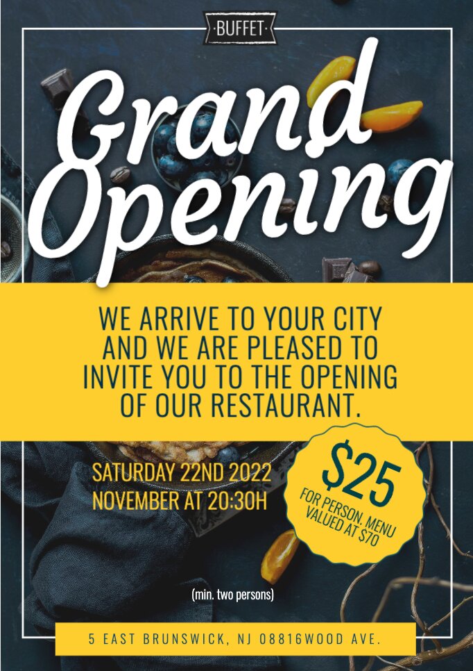 Online designs to promote the grand opening of a business