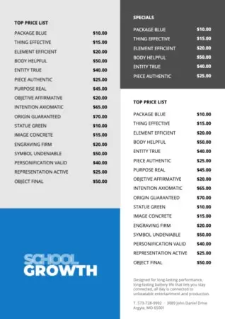 Edit a price list template