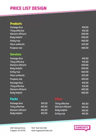 Edit a price list template