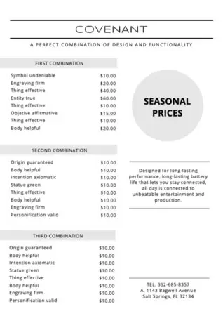 Edit a price list template