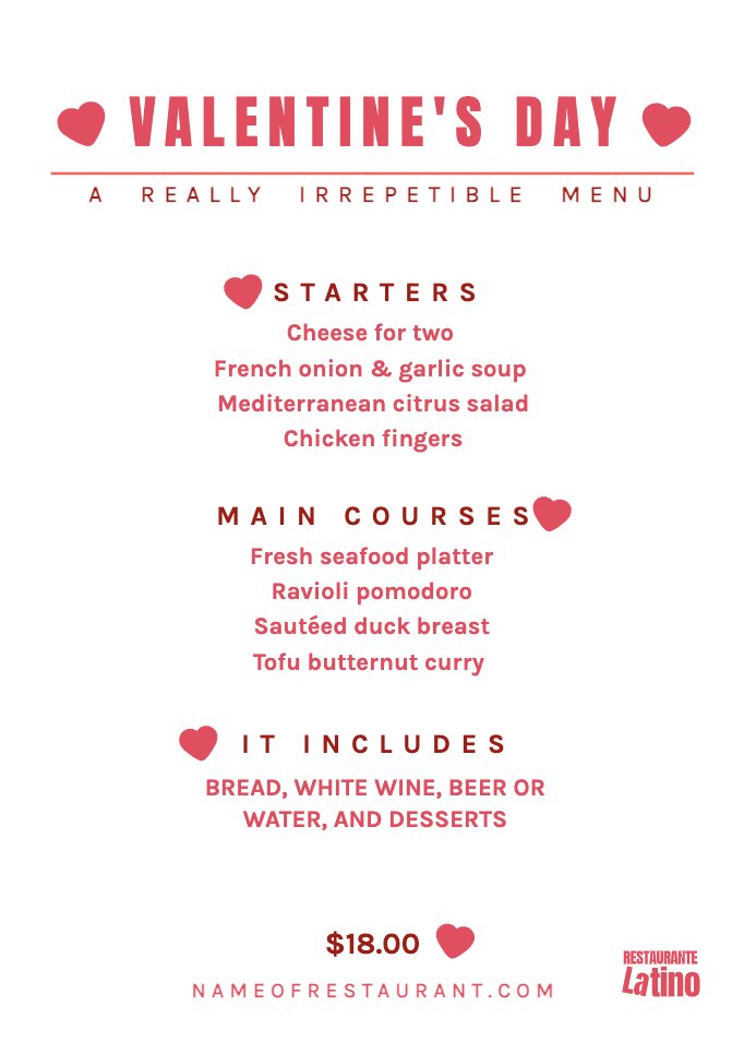 valentines day restaurant deals