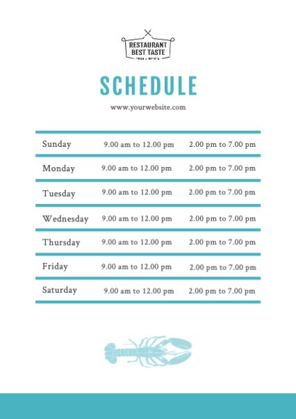 Opening hours templates online