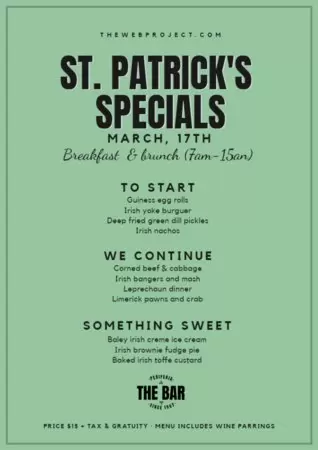 Edit a St. Patrick's menu template