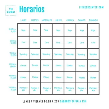 Edita tu horario de gimnasio