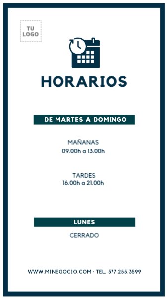 Plantillas De Carteles De Horarios De Apertura Y Cierre