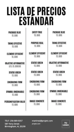 Descargar gratis una lista de precios