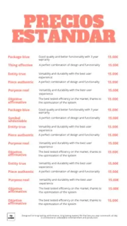 Descargar gratis una lista de precios