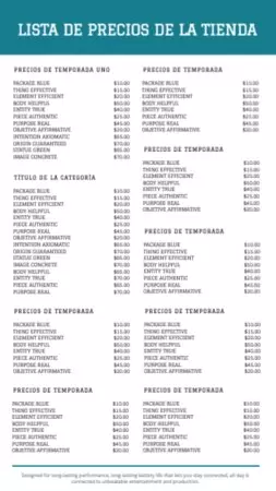 Descargar gratis una lista de precios