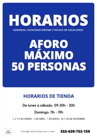 Edita un cartel de aforo para imprimir gratis