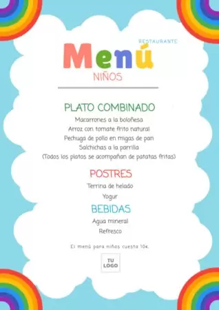 Edita un menú infantil