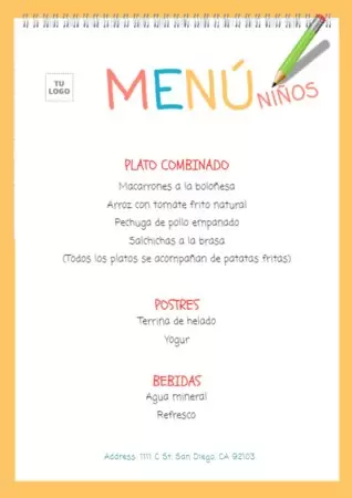 Edita un menú infantil