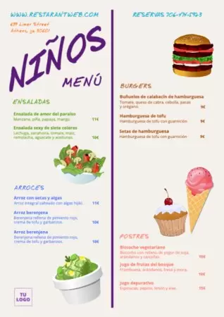 Edita un menú infantil