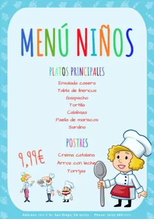 Edita un menú infantil