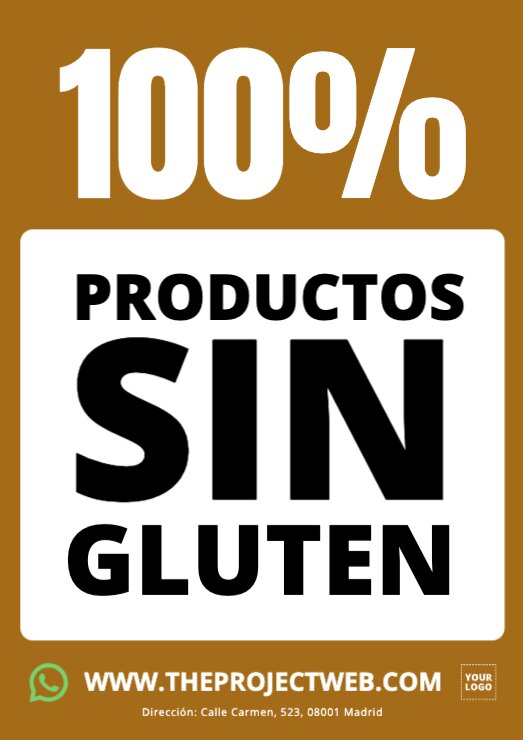 Carteles editables y símbolos para productos sin gluten
