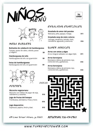 Edita un menú infantil