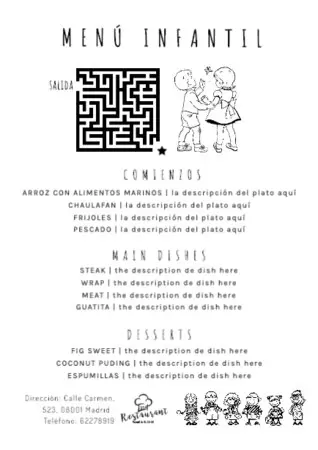 Edita un menú infantil