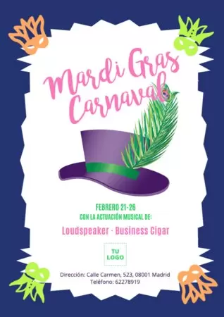 Crea tu cartel de Carnaval o Mardi Gras