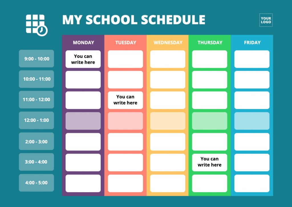 How To Make A School Schedule In Excel