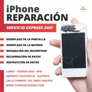Edita un diseño de reparación de móviles