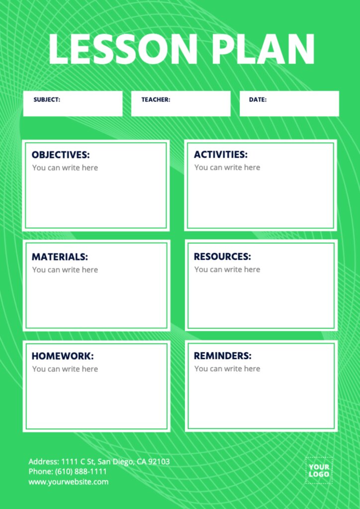 Free Editable Lesson Plan Templates