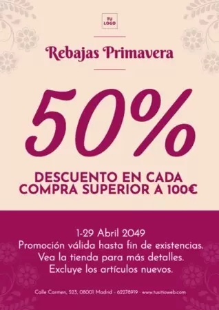 Crea un cartel de rebajas de primavera