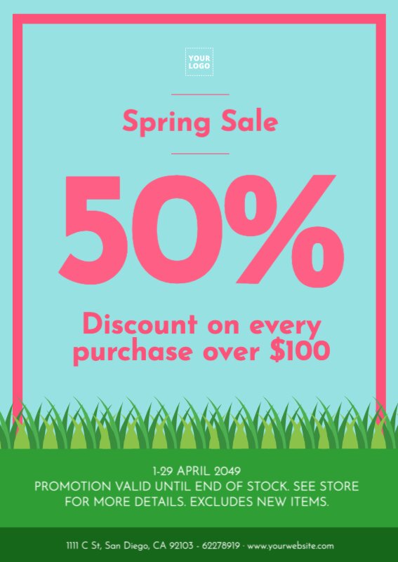 Online editable templates for spring sale posters