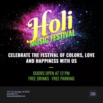 Crie um design sobre o Holi Festival
