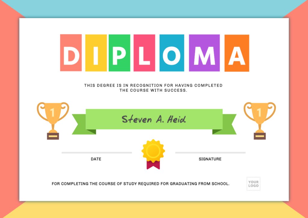 Editable diplomas and recognitions for Kids