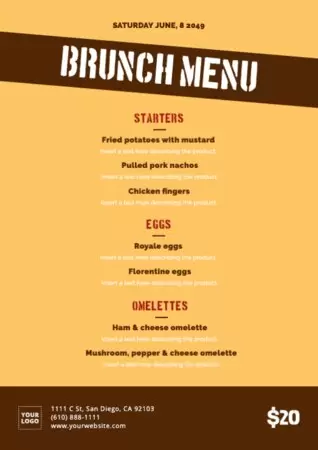 Edite um menu de café da manhã ou brunch 