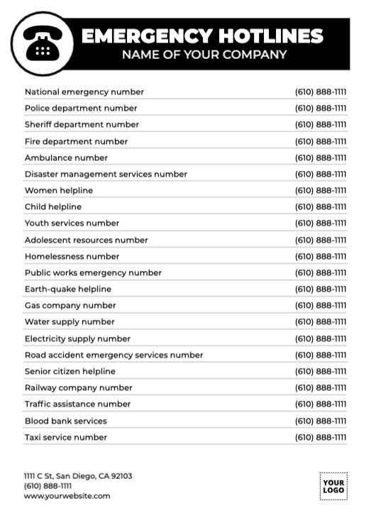 printable phone number list