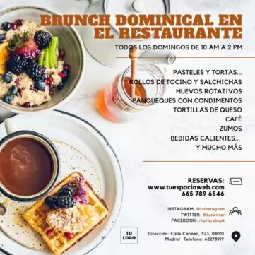 Edita un menú de desayuno o brunch