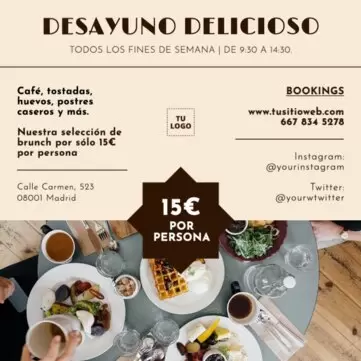 Edita un menú de desayuno o brunch