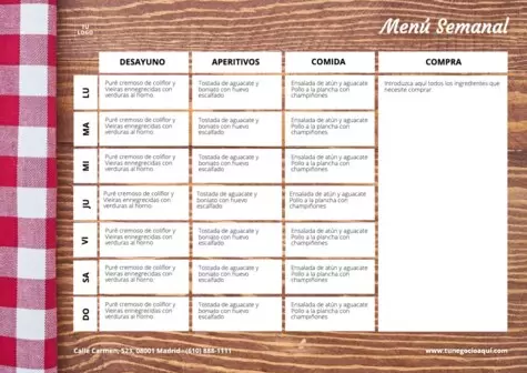 Crea un planificador de comidas semanal