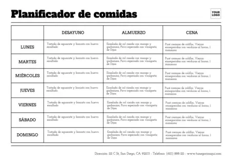 Crea un planificador de comidas semanal