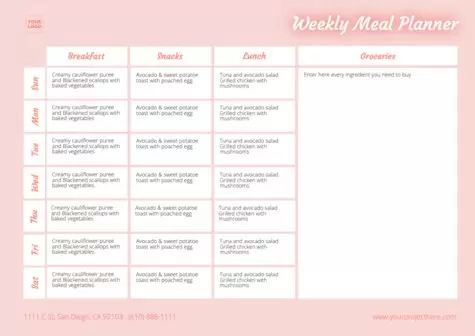 Crie planificadores de menu semanais 