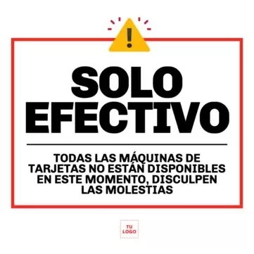 Editar un cartel de Solo Efectivo