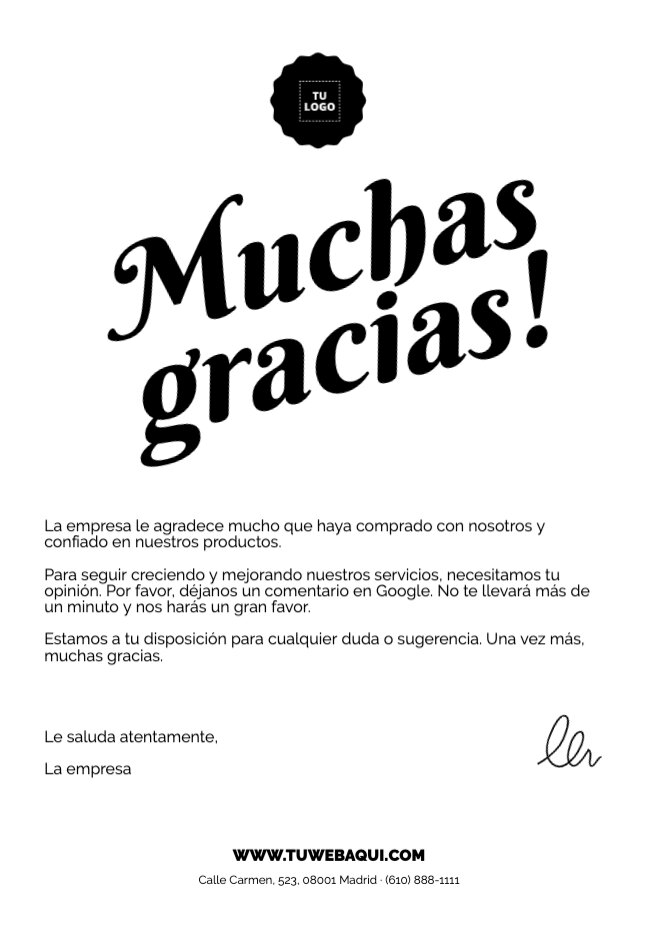 Carteles de gracias por tu compra personalizables online