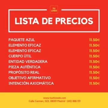 Descargar gratis una lista de precios