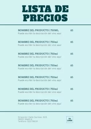 Descargar gratis una lista de precios